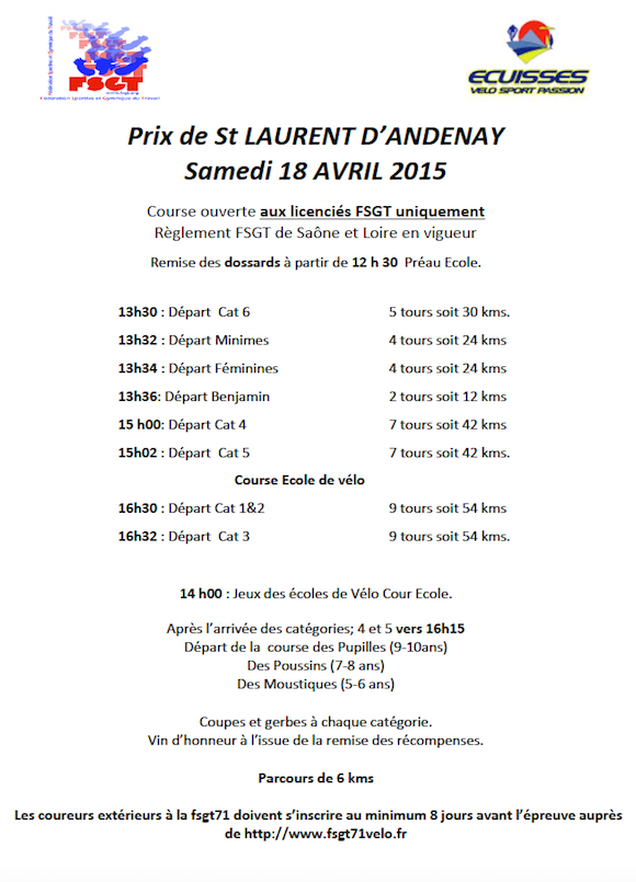 Prix de Saint Laurent d Andenay 2015